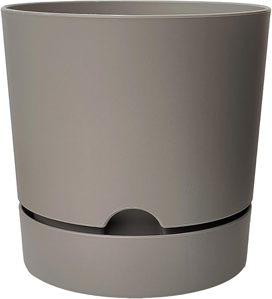 Begonya Saksı Tabaklı Drenajlı Mat Plastik Çiçek Saksısı (Bej, 5 Litre)