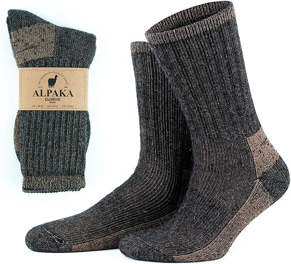 GoWith Alpaka Yünlü Termal Kalın Yıkamalı Yumuşak Doğal Kışlık Kadın Erkek Bot Çorabı 6005-6006