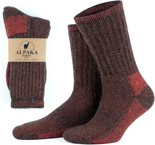GoWith Alpaka Yünlü Termal Kalın Yıkamalı Yumuşak Doğal Kışlık Kadın Erkek Bot Çorabı 6005-6006