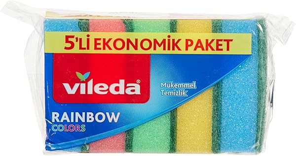 Vileda Ekonomik Bulaşık Süngeri, 5'li Ekonomik Paket, Rainbow