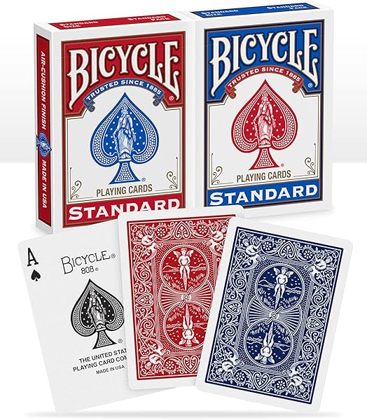 Bicycle Standart Endeks Oyun Kağıdı Destesi, Kırmızı/Mavi, Poker Boyu, 2 Paket
