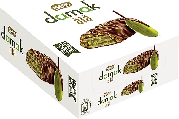 Nestlé DAMAK Ala Antep Fıstıklı Kremalı (%32.5), Antep Fıstıklı Sütlü Çikolata Kaplamalı Gofret 12 Adet x 30 g