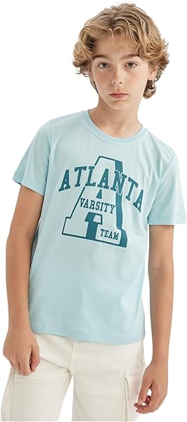 DeFacto Erkek Çocuk Bisiklet Yaka Baskılı Kısa Kollu Tişört