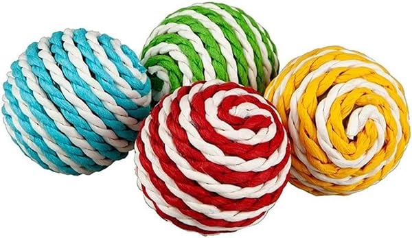 Busstier İpli Kedi Topu, İpli Sarma Kedi Oyuncağı, Renkli Ses Çıkaran Kedi Topu 2 Adet