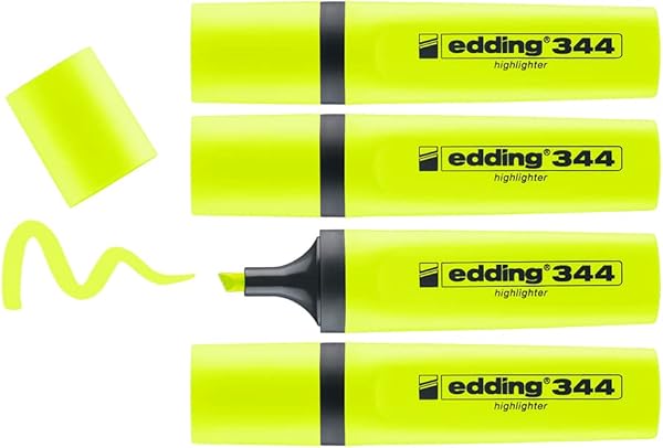 edding 344 fosforlu kalem, sarı, 4'lü set, 2-5 mm kesik ucu