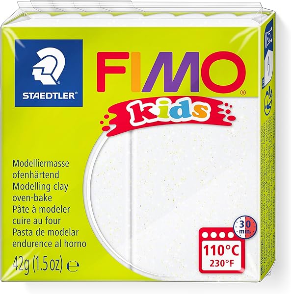 Staedtler 8030-052 - Fimo Kids Normalblock, 42 g, weiß glitter