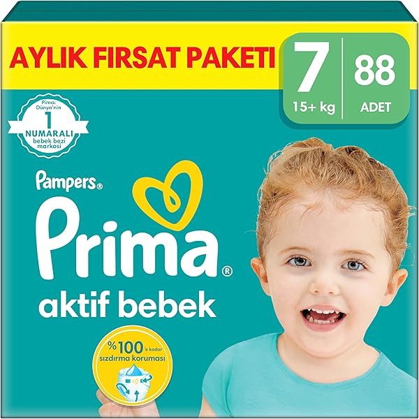 Prima Aktif Bebek, Bebek Bezi 7 Numara, 88 Adet Aylık Fırsat Paketi