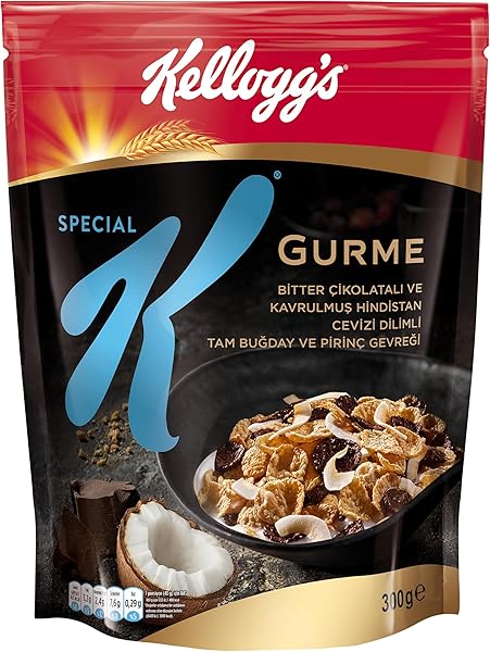 Kellogg's Special K Gurme Kavrulmuş Hindistan Cevizi Dilimi ve Bitter Çikolata Parçalı Kahvaltılık Tam Buğday ve Pirinç Gevre