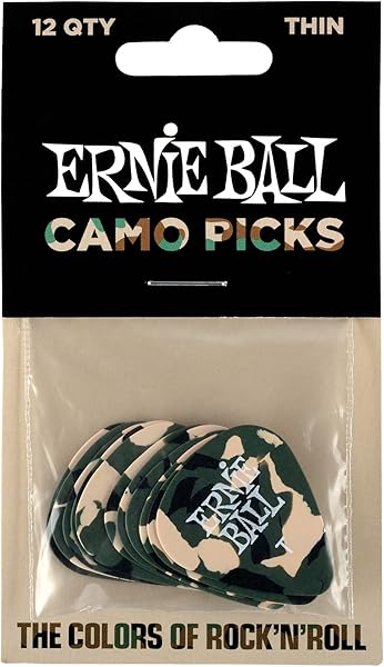 Ernie Ball P09221 Kamuflaj Selüloz Ince Seçtikleri, 12'Li Çanta