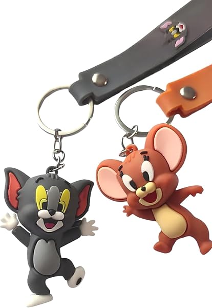 AEE® 2'li Çift Anahtarlık 3D Tom Ve Jerry Sevgili Anahtarlık Çanta Süsü