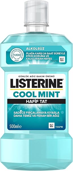 listerine breath freshening ağız bakım ürünü, cool mint, hafif tat, 500ml