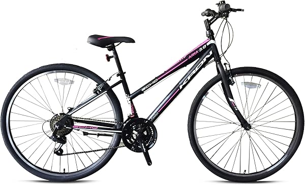 Kron ARIA 3.0-28 Jant Trekking Lady Bisiklet - 17 Kadro - 21 Vites - V.B. - Mat Siyah-Çingene Pembesi/Beyaz