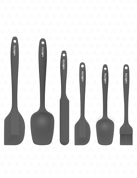 Valletta Drongo Isıya Dayanıklı Yanmaz Yapışmaz Silikon Spatula Seti 6 Parça Gri