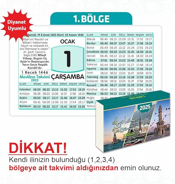 Mevlâna Takvimi 2025 Blok Duvar 1. Bölge