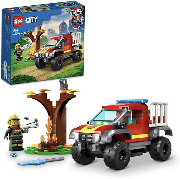 LEGO® City 4x4 İtfaiye Kamyonu Kurtarma Operasyonu 60393-5 Yaş ve Üzeri için İtfaiyeci Minifigürü ve Kedi Figürü İçeren Oyunc
