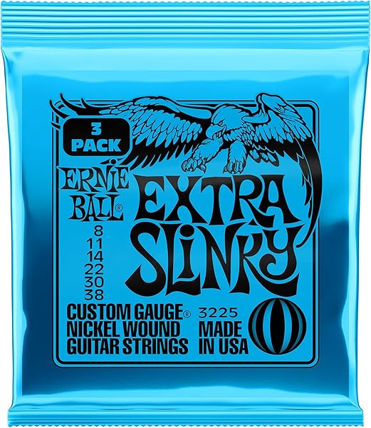 Ernie Ball Extra Slinky Nickel Wound Electric Guitar Strings 3-Pack - 8-38 Gauge