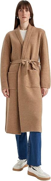 DeFacto Relax Fit Şal Yaka Kuşaklı Uzun Hırka