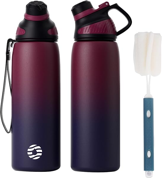 Fjbottle Paslanmaz çelik spor içecek şişesi, manyetik kapaklı, 1 l, 800 ml, 600 ml, 400 ml, BPA içermez, sızdırmaz, çocuk şiş