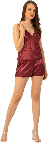 DoReMi Saten Dantelli Ayarlanabilir Askılı Şortlu Takım