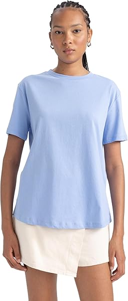 DeFacto Kadın Regular Fit Kısa Kollu %100 Pamuk Tişört