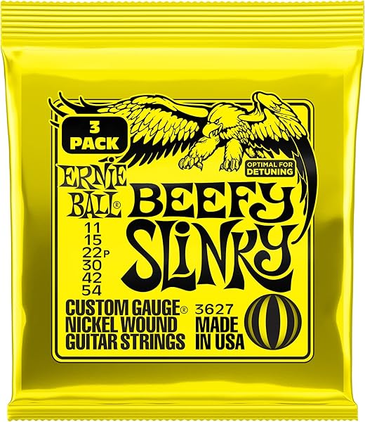 Ernie Ball Beefy Slinky Nickel Wound Electric Guitar Strings 3-Pack - 11-54 Gauge