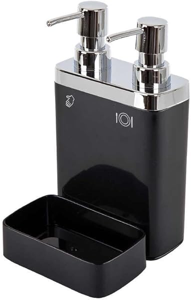 Primanova Viva 2'Li Sıvı Sabunluk Süngerli, 0, 3lt ve 0, 6 lt Hazne, 12.5 x 13.5 x 22 cm, Siyah (M-E10-06)