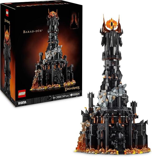 LEGO Icons Yüzüklerin Efendisi: Barad-dûr 10333 – Yetişkinlere Yapım Seti, Sauron, Gothmog, Ork, Frodo, Sam ve Gollum Minifig