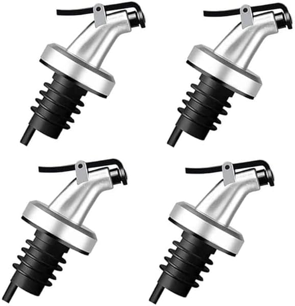 Orret Home 4 Adet Yağdanlık Tıpası Damlatmaz Şişe Ucu Dökme Ağızlığı Yağlık Sirkelik Sızdırmaz Kapaklı Tapa (Gümüş)