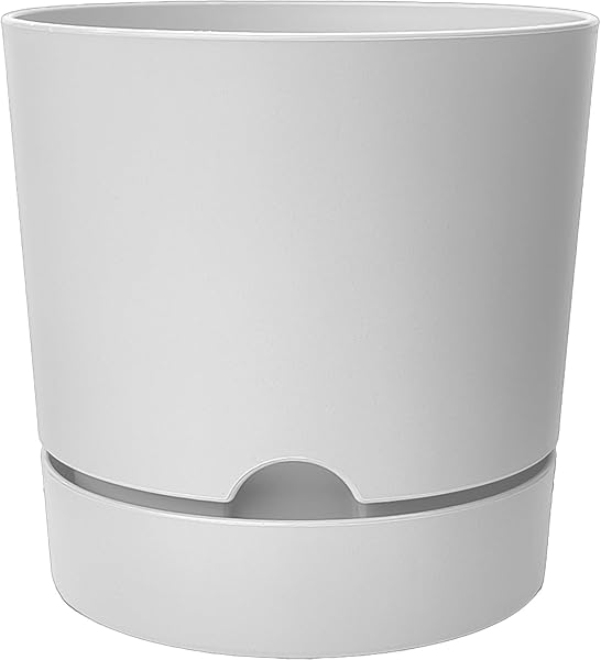 ToXA Begonya Saksı Tabaklı Drenajlı Mat Plastik Çiçek Saksısı (Beyaz, 3.3 Litre)