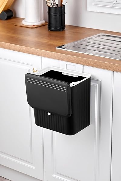 15 Litre Fonksiyonel Kapaklı Banyo Ve Mutfak Tezgahüstü Çöp Kovası Dolap Ve Duvar Aparatlı 15 Lt.,Yerden Tasarruflu Lavabo Al