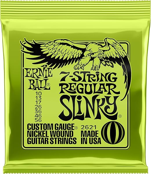 Ernie Ball Normal Slinky 7 Telli Nikel Yara Elektro Gitar Telleri, Ölçü 10-56