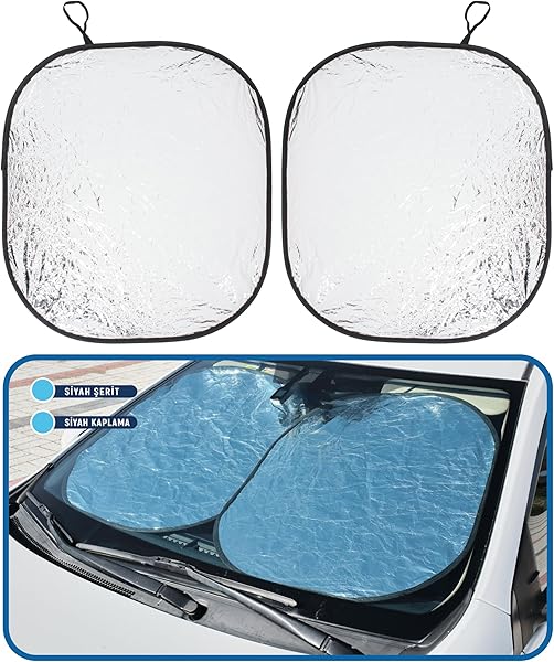 BODYGARD Araç İçi Ön Cam Güneşliği, Katlanabilir, Otomobil Ön Cam Güneşliği,%99 Etkin Koruma, Otomobil, (LARGE) 65x75cm ölçül