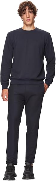 Düz Sıfır Yaka Uzun Kollu Lacivert Sweatshırt