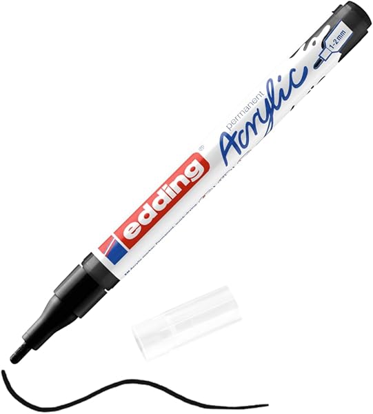 edding 5300 akrilik markör ince - siyah - 1 su geçirmez akrilik markör - ince yuvarlak uçlu 1-2 mm