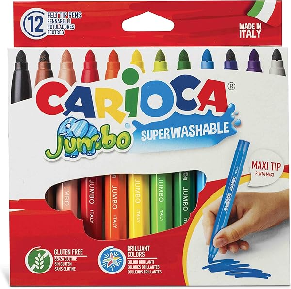 Carioca Jumbo Süper Yıkanabilir Keçeli Boya Kalemi 12'Li