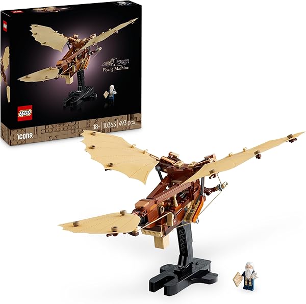 LEGO Icons Leonardo da Vinci’nin Uçan Makinesi 10363 – Tarih ve Havacılık Meraklısı Yetişkinlere Özel Dekoratif Yapım Seti, H