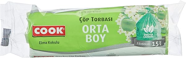 Cook Kokulu Çöp Torbası, Orta Boy (Elma) 55 x 60 cm (15 Adet/Rulo)