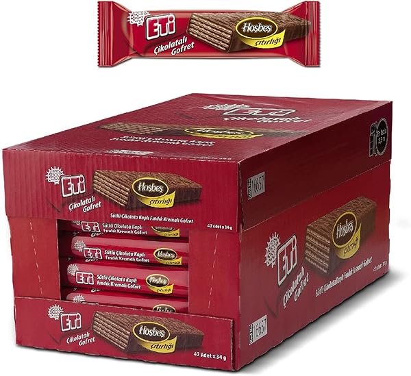 Eti Çikolatalı Gofret Sütlü Çikolata Kaplı Fındık Kremalı 34 g x 42 Adet