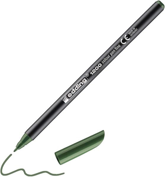 edding 1200 ince uçlu keçeli kalem - zeytin yeşili - 1 kalem - yuvarlak uçlu 1 mm