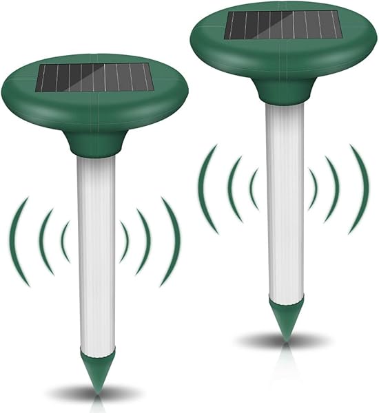 Vivibel 2 adet solar ultrasonik hayvan kovucu, solar köstebek kovucu, köstebek korkutucu, IP56 hava koşullarına dayanıklı, ta