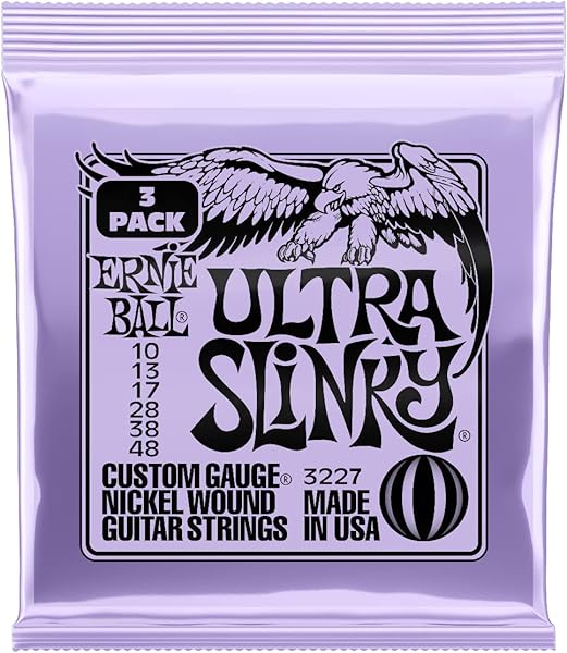 Ernie Ball Ultra Slinky Nickelwound Electric Guitar Strings, 3-Pack - 10-48 Gauge