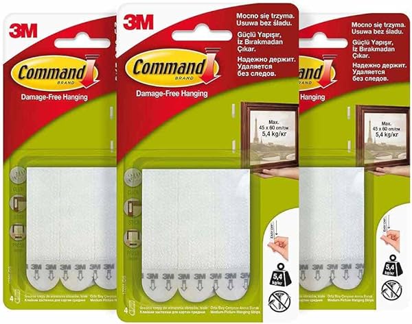 Command 17201-4Pk Orta Boy Cırt Cırt Bant, 3X