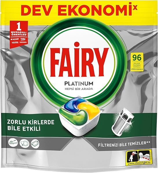 Fairy Platinum Bulaşık Makinesi Deterjanı Kapsülü/Tableti 96 Yıkama Limon Kokulu