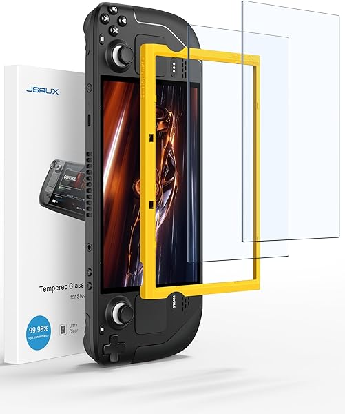 JSAUX Steam Deck (OLED) için Ekran Koruyucu Temperli Cam 2'li Paket, Steam Deck için Tam Kapsamlı, Çizilmeye Karşı Dayanıklı,