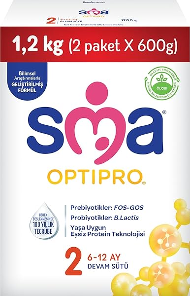 SMA Optipro 2, 6-12 Ay Bebek Sütü, 1.2 kg (2 x 600 g)