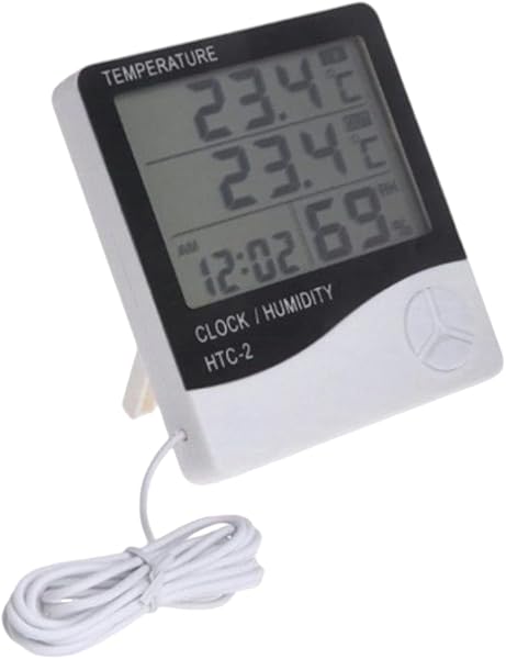 Htc-2 Dijital Termometre Saat Nem Ve Sıcaklık Ölçer Iç Dış Mekan