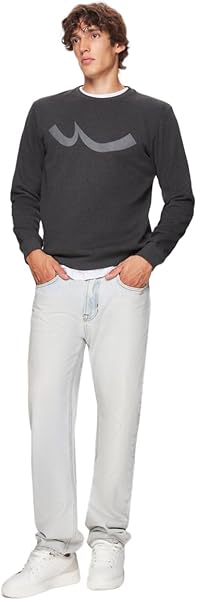 Sloganlı Sıfır Yaka Uzun Kollu Regular Fit Antrasit Sweatshırt