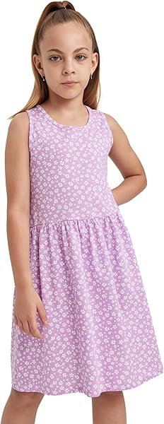 DeFacto Kız Çocuk Kız Çocuk Desenli Pamuklu Elbise