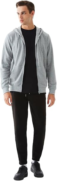 Düz Kapüşonlu Fermuarlı Gri Sweatshırt
