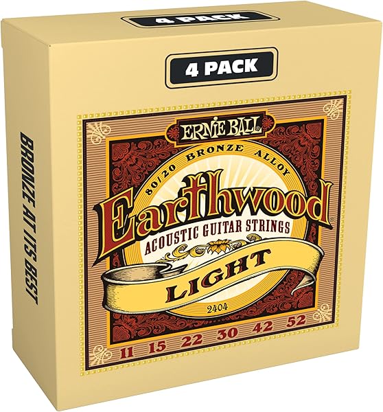 Ernie Ball Earthwood Light 80/20 Bronz Akustik Gitar Telleri Amazon Özel 4'lü Paket - 11-52 Kalınlık